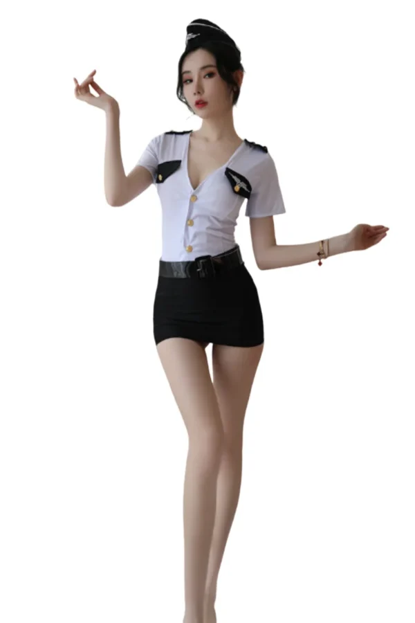 Private Label Womens Cop Costume - Full View - Supreme Lingerie Full view of a private label women's cop costume with a slim-fit design and sleek police officer details.