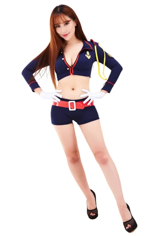 Standing Pose in Bulk Lady Cop Costume - Supreme Lingerie Model posing confidently in the bulk lady cop costume.